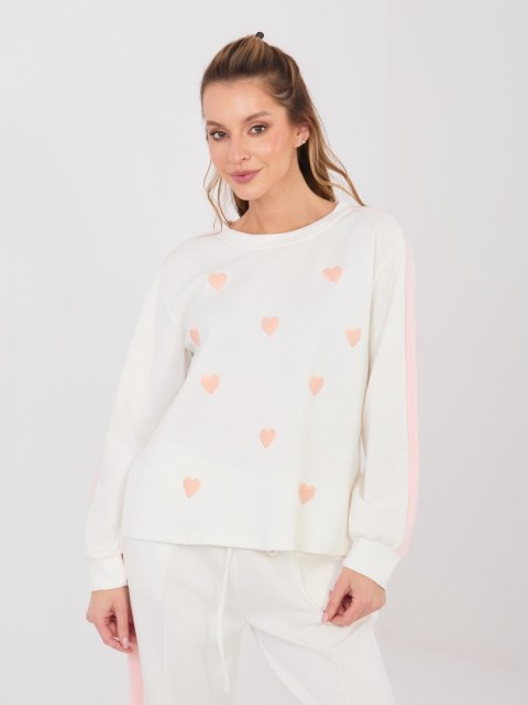 Bluza damska RUE PARIS ecru w serduszka materiał masełko