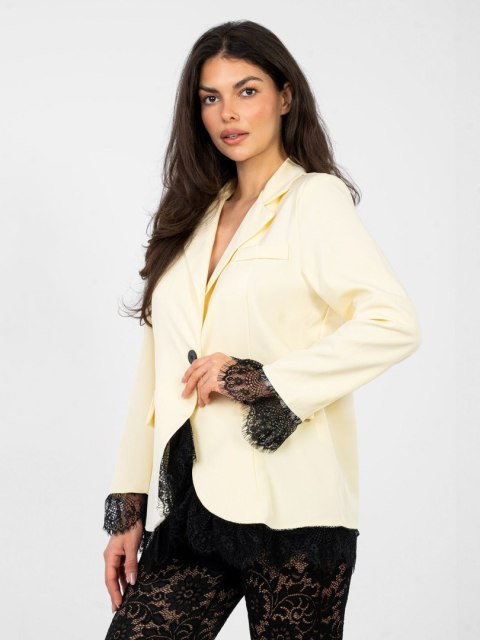 Jednorzędowa marynarka damska zapinana na guzik w pastelowym żółtym kolorze ITALY MODA