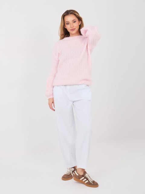 Modny różowy sweter oversize z domieszką wełny