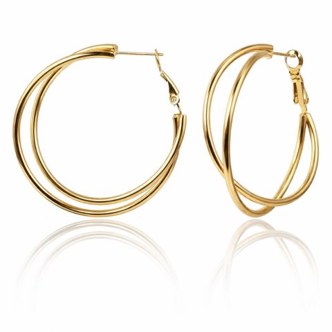 Kolczyki ze stali szlachetnej platerowane 14k złotem KOŁA duże KST3350