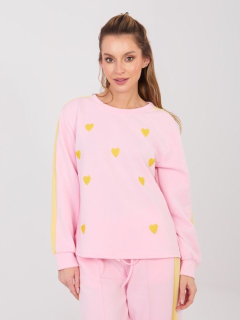 Bluza damska RUE PARIS różowa w serduszka materiał masełko