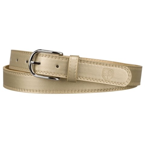 Beżowy, wąski pasek damski ze skóry ekologicznej - Peterson