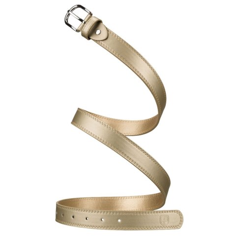 Beżowy, wąski pasek damski ze skóry ekologicznej - Peterson