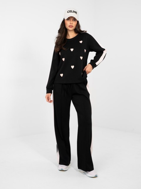 Spodnie damskie szerokie wysoki stan z kieszeniami komplet RUE PARIS