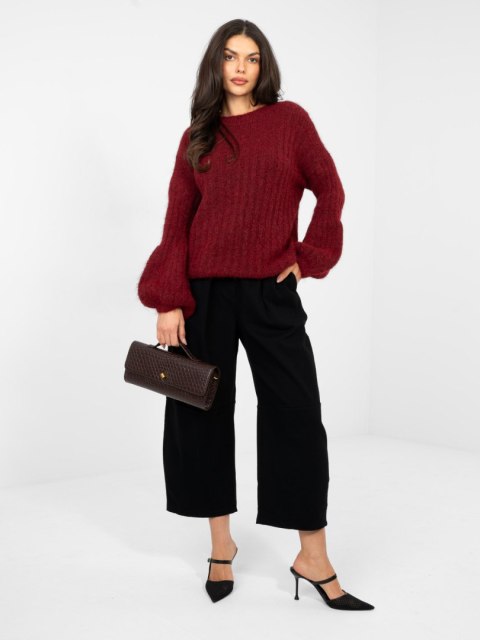 Modny sweter oversize damski bordowy na co dzień