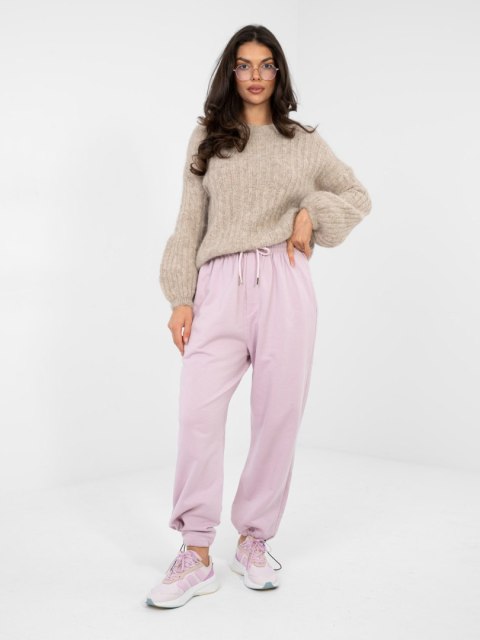 Modny sweter oversize damski beżowy na co dzień