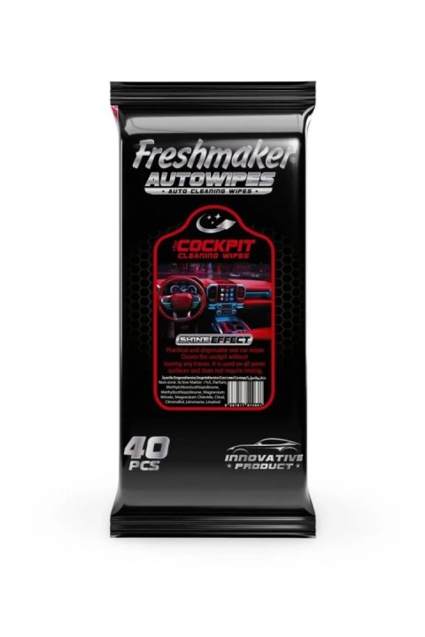 Chusteczki do kokpitu Freshmaker AutoWipes 40 szt efekt połysku bez smug