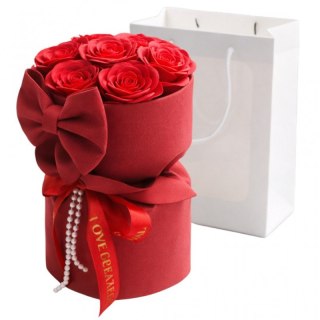 Flower box, bukiet zapachowych kwiatów mydlanych w pudełku 8szt. LED BUK24CZE