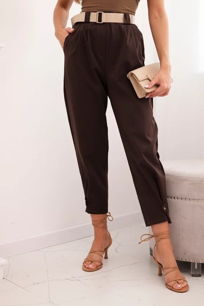 Spodnie Summer Punto brązowe z zapięciem na nogawkach