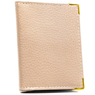 Beżowe etui na karty wykonane ze skóry naturalnej