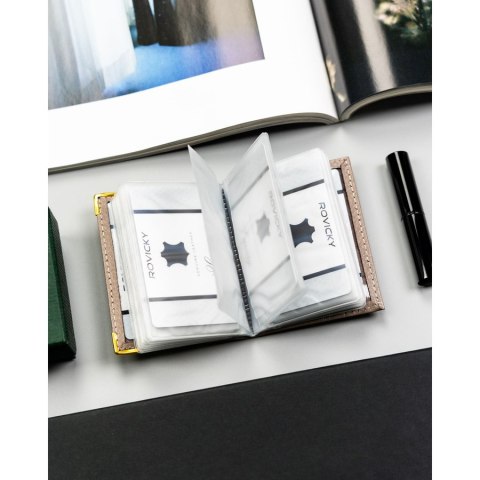 Beżowe etui na karty wykonane ze skóry naturalnej