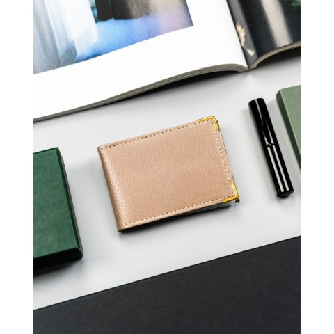 Beżowe, skórzane etui na karty