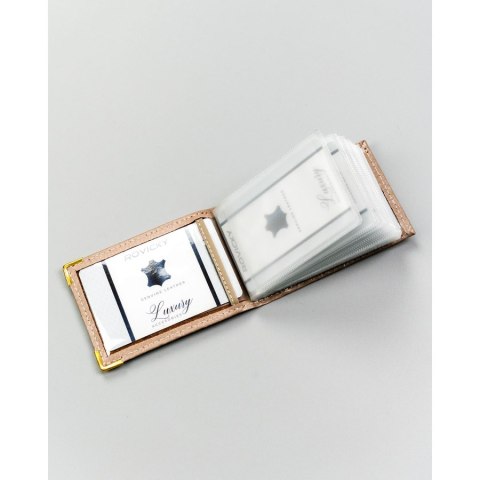 Beżowe, skórzane etui na karty