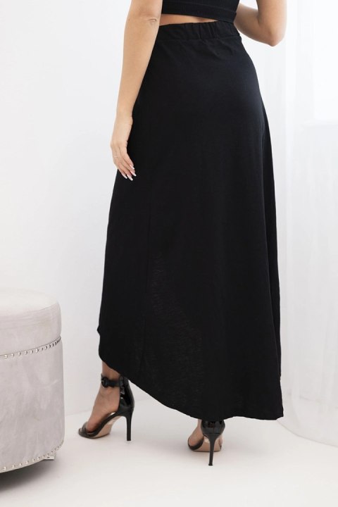 Spódnica damska bawełniana kopertowa maxi z wiązaniem czarna