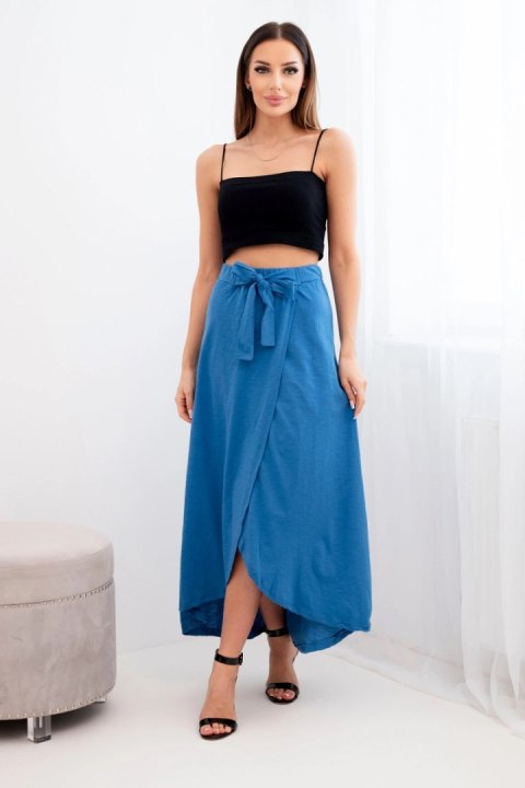 Spódnica damska bawełniana kopertowa maxi z wiązaniem jeansowa
