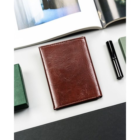 Brązowe etui na karty ze skóry ekologicznej - 4U Cavaldi