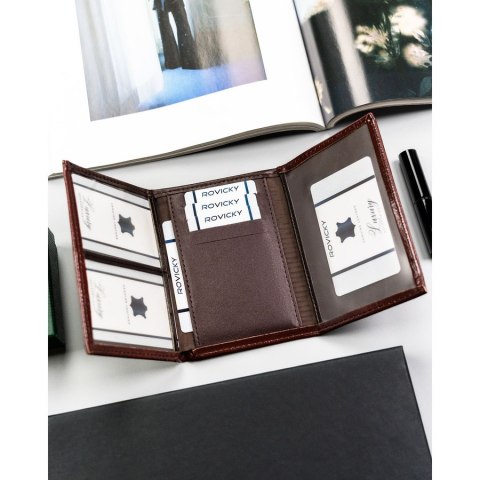Brązowe etui na karty ze skóry ekologicznej - 4U Cavaldi