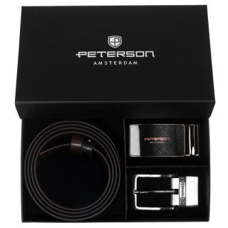 Zestaw prezentowy dwustronny pasek skórzany Peterson + 2 klamry