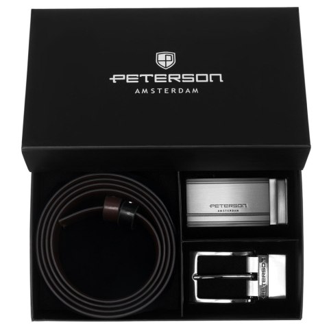 Zestaw prezentowy dwustronny pasek skórzany Peterson + 2 klamry