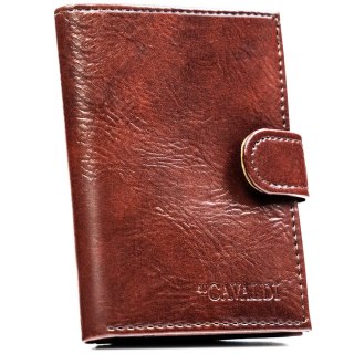 Duży, brązowy portfel męski ze skóry ekologicznej zapinany na zatrzask - 4U Cavaldi