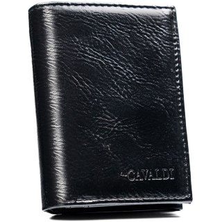 Duży, czarny portfel męski ze skóry ekologicznej - 4U Cavaldi