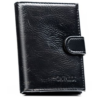Duży, czarny portfel męski ze skóry ekologicznej zapinany na zatrzask - 4U Cavaldi