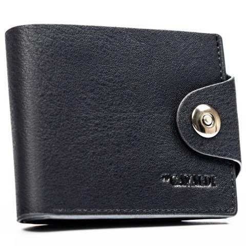 Czarny portfel męski ze skóry ekologicznej zapinany na magnes - 4U Cavaldi