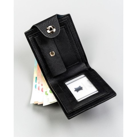 Czarny portfel męski ze skóry ekologicznej zapinany na magnes - 4U Cavaldi