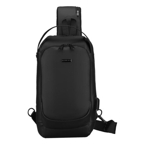 Czarna saszetka męska na ramię wykonana ze skóry ekologicznej - Rovicky