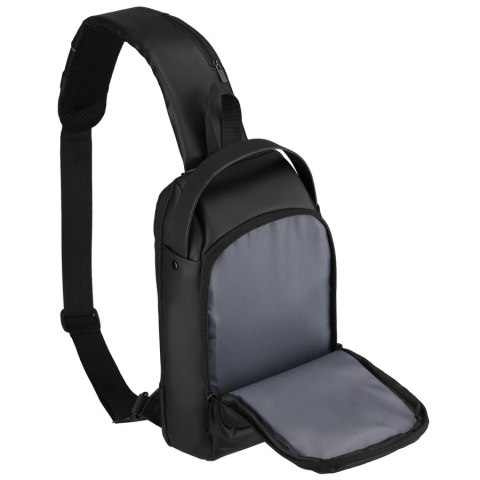 Czarna saszetka męska na ramię wykonana ze skóry ekologicznej - Rovicky