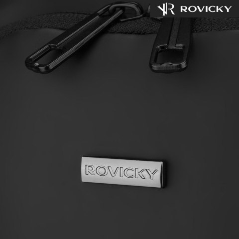 Czarna saszetka męska na ramię wykonana ze skóry ekologicznej - Rovicky