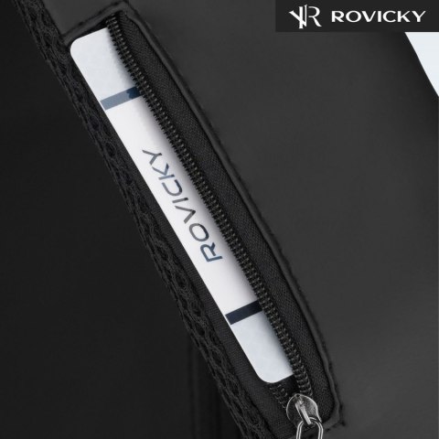 Czarna saszetka męska na ramię wykonana ze skóry ekologicznej - Rovicky