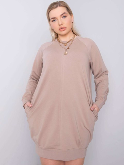 Sukienka-RV-SK-6296.99-ciemny bezowy