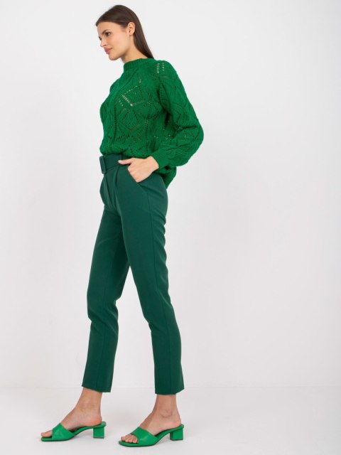 Ciemnozielone spodnie garniturowe damskie ITALY MODA Giulia z wysokim stanem