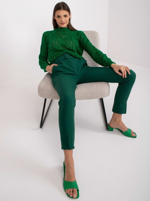Eleganckie ciemnozielone spodnie damskie z kantem ITALY MODA Giulia