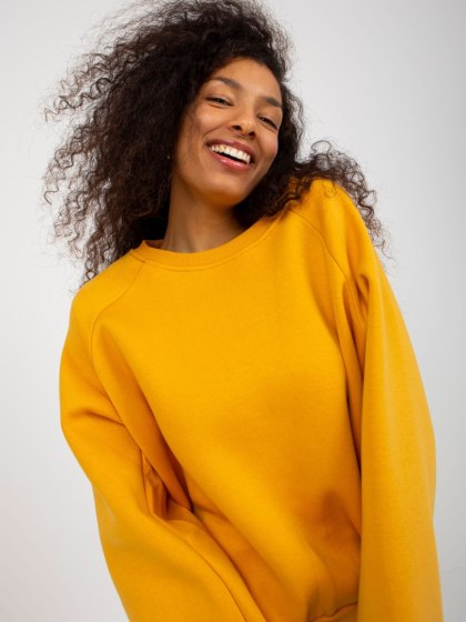Ciemnożółta ocieplana bluza damska basic EX MODA – bawełniana One Size