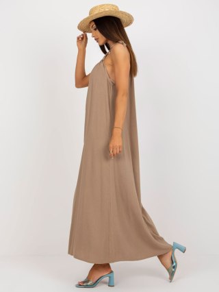 Sukienka-TW-SK-BE-203D.38P-ciemny bezowy