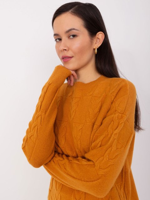 Sweter-AT-SW-2340.22-ciemny żółty