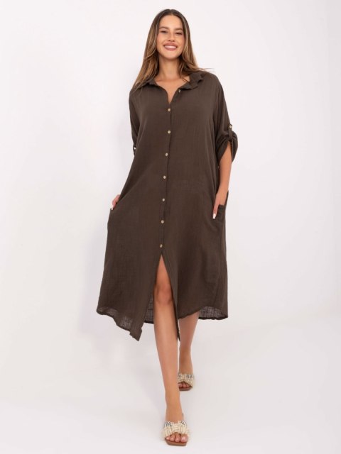 Sukienka-TW-SK-BI-24135.81-ciemny brązowy