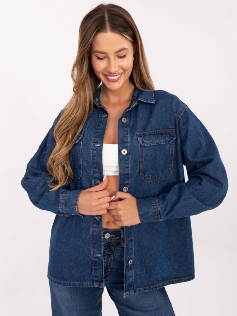 Koszula-D80026BI11280M314-ciemny niebieski