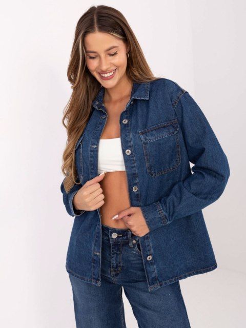 Koszula-D80026BI11280M314-ciemny niebieski