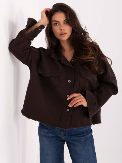 Koszula-IT-KS-FL5779.87-ciemny brązowy