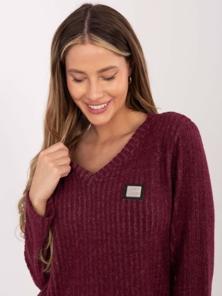 Sweter-RV-SW-A1025.80-bordowy