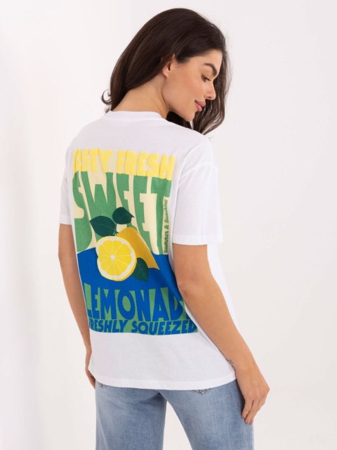 T-shirt-D12022AH02645W-biało-żółty