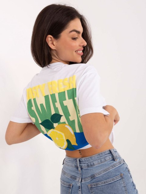 T-shirt-D12022AH02645W-biało-żółty