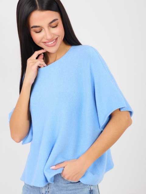 Jasnoniebieski sweter damski oversize z miękkiej wiskozy