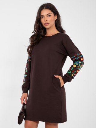 Sukienka-RV-SK-8979.94P-ciemny brązowy