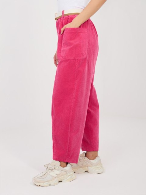 modne fuksjowe spodnie damskie carrot casual styl