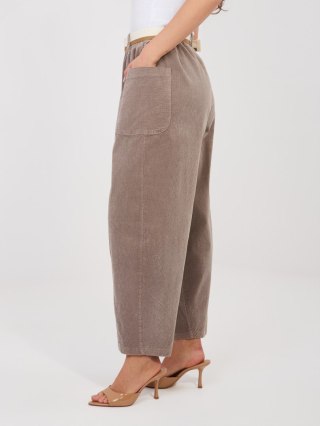 Fango Spodnie Sztruksowe Damskie Carrot RUE PARIS z Paskiem