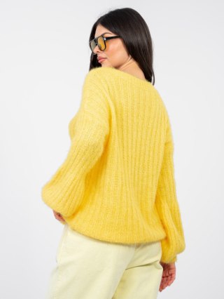 Żółty damski sweter oversize z domieszką wełny – Italy Moda